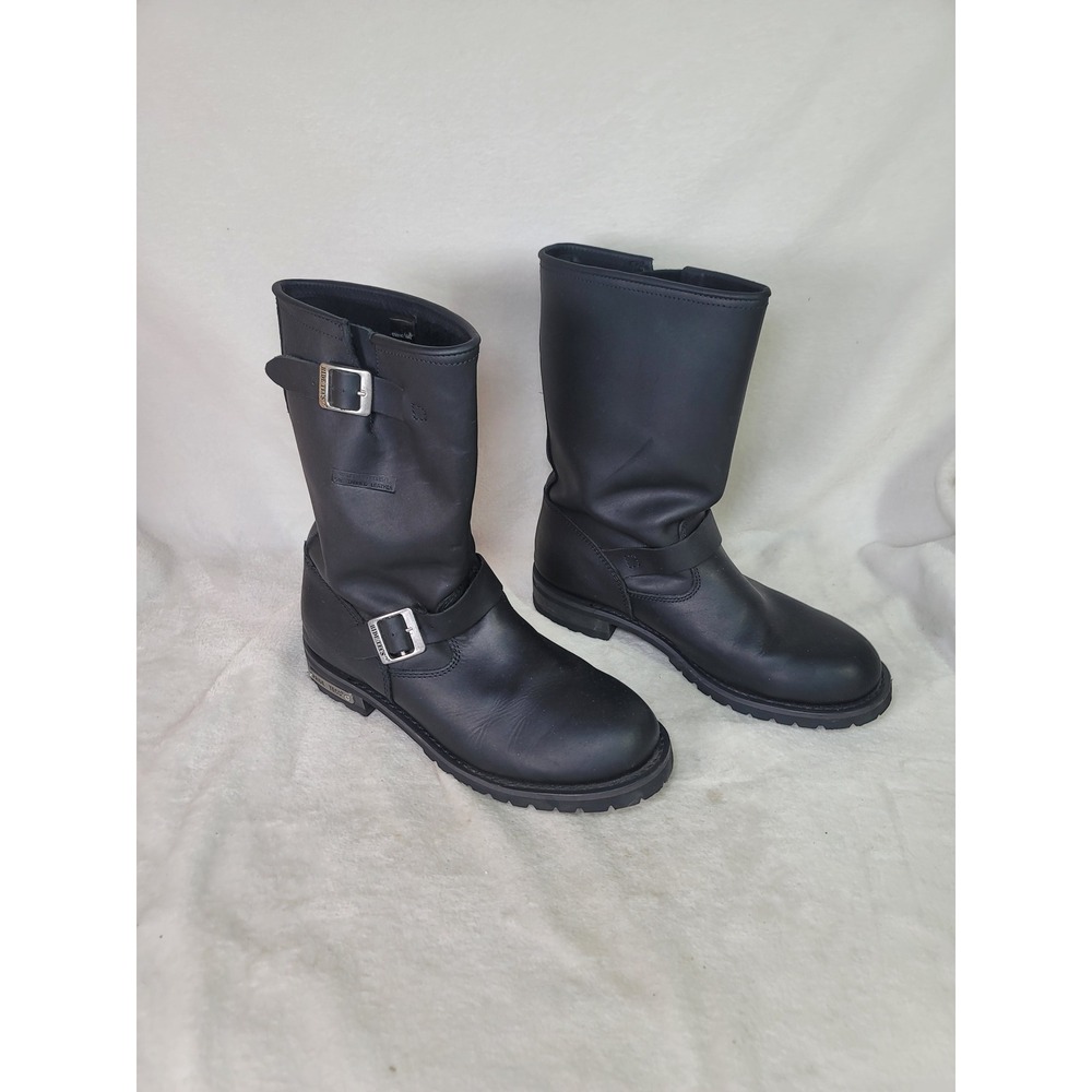Ride Tecs Mens 1440 Black Leather Harness Biker Boots Engineer Moto Mens 12
